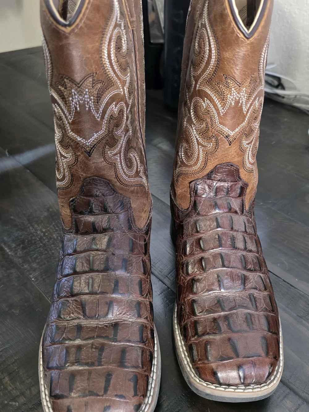 Kids Brown Western Cowboy Boots - Textured Leather